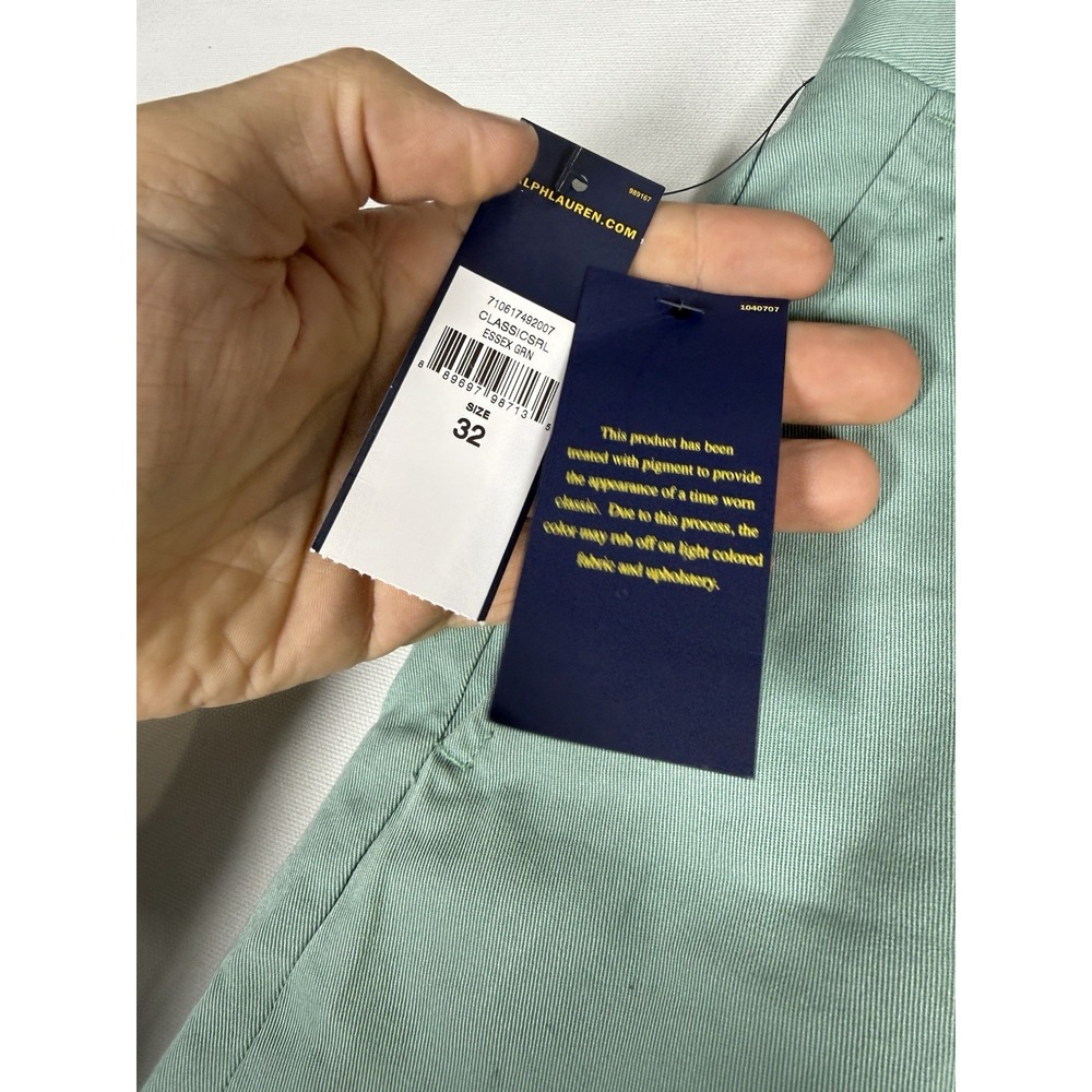 NWT Polo Ralph Lauren Shorts Men 32 Classic Fit 9" Chino Green Flat Front Preppy - Picture 3 of 7